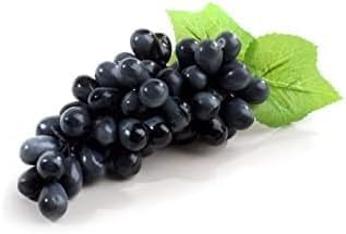 LATIFA HOME Artificial Grape With Leaves Lifelike Fake Fruit For Home Artificial Fruits and Vegetables (Black) 1 PIECE