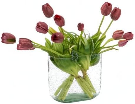 DUYONE 15pcs Artificial Tulips Flowers, Real Touch Latex Bouquet, Fake Tulips for Office Wedding Party Home Kitchen Garden Decoration(White,15pcs)