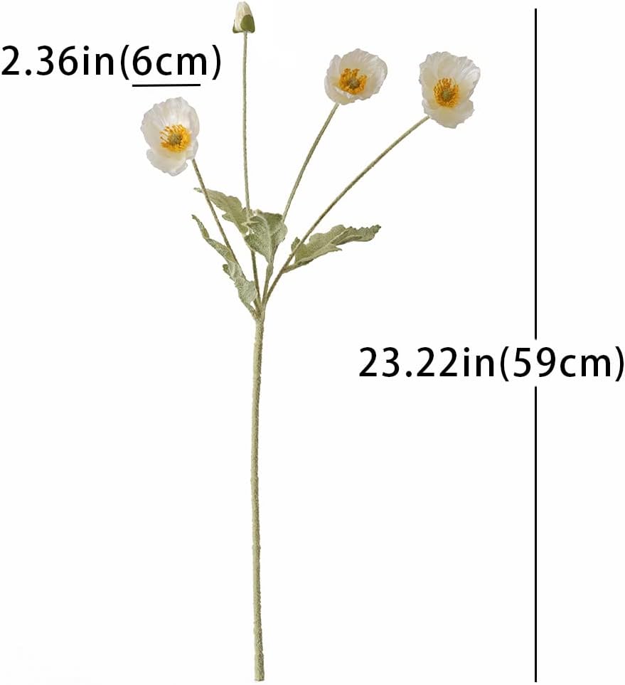 DUYONE Artificial Flowers 6 Stems Poppy Silk Bouquet,for Wedding, Home, Party Decoration,Table Centerpiece Arrangement(Orange Pink 6pcs)