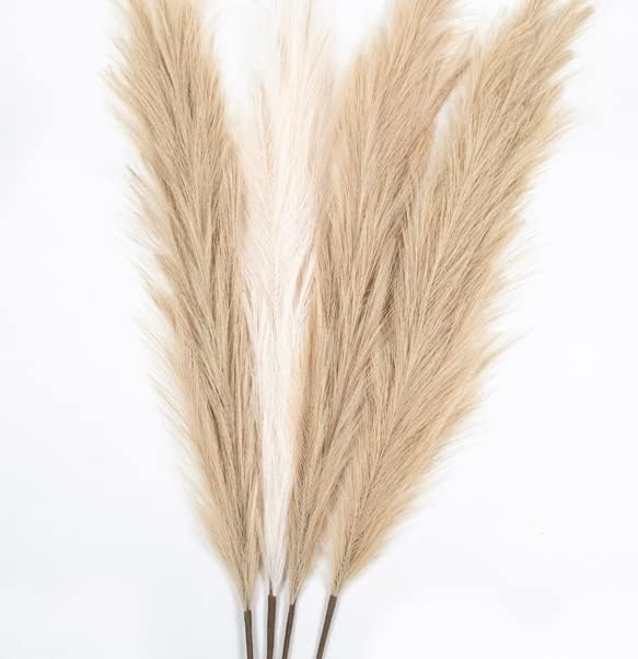 chousse 4 Pcs Pampas Grass Set - 43 Inches Tall (Coffee & Cream)