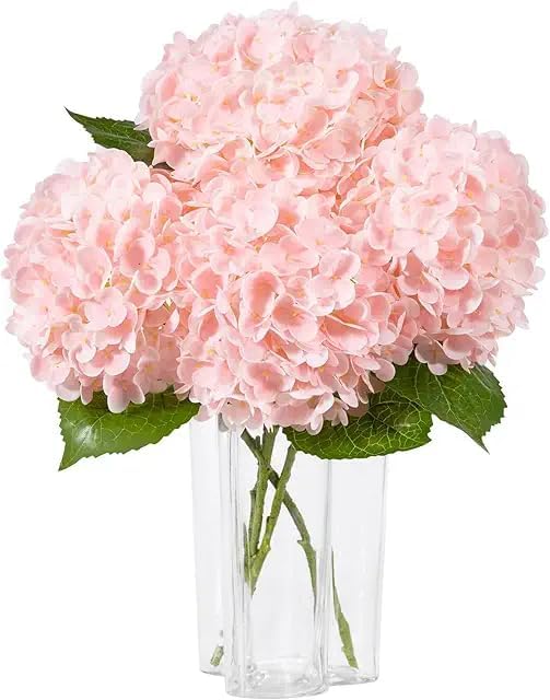 DuHouse 3Pcs Large Hydrangea Artificial Flowers,Latex Real Touch Hydrangeas Lifelike Hydrangea Flower for Home Wedding Bouquets Centerpieces Party Living Room Decoration(Blue)