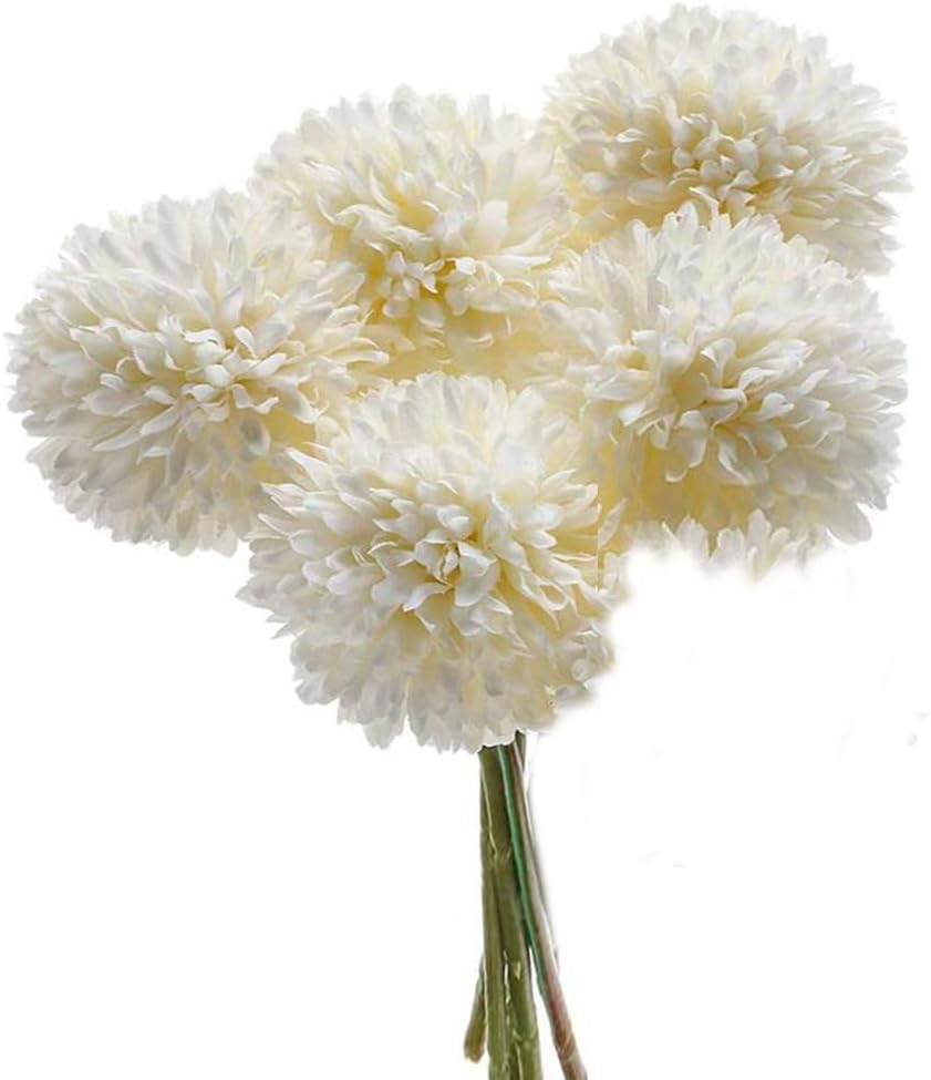 Flow.month 5Pcs Artificial Flowers, Fake Flowers Silk Plastic Artificial Hydrangea Realistic Flower Arrangements Wedding Decoration Table Centerpieces(Blue)