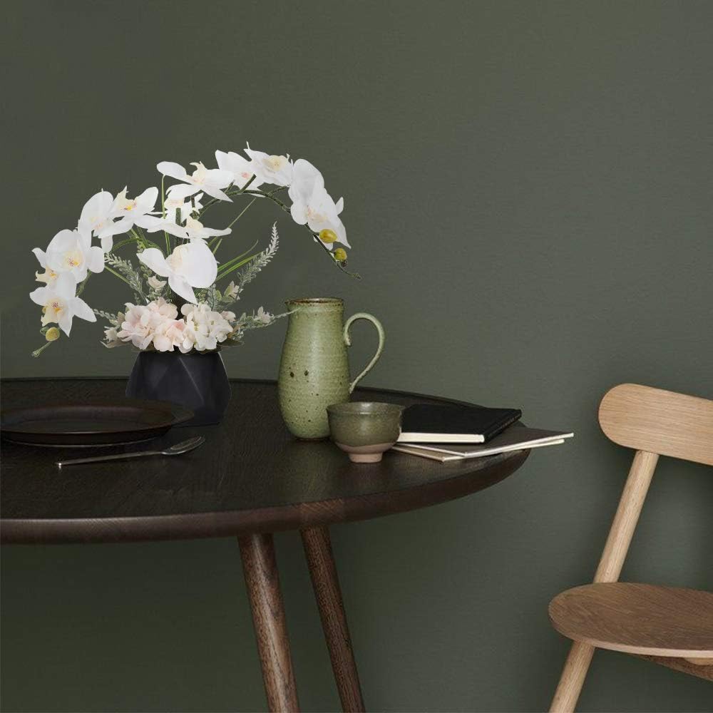 LESING Artificial Flowers Ochids Plants Fake Orchid in Pot Artificial Flowers with Vase Orquidea Faux Orchid for Home Indoor Decoration (Style 2,White Vase)