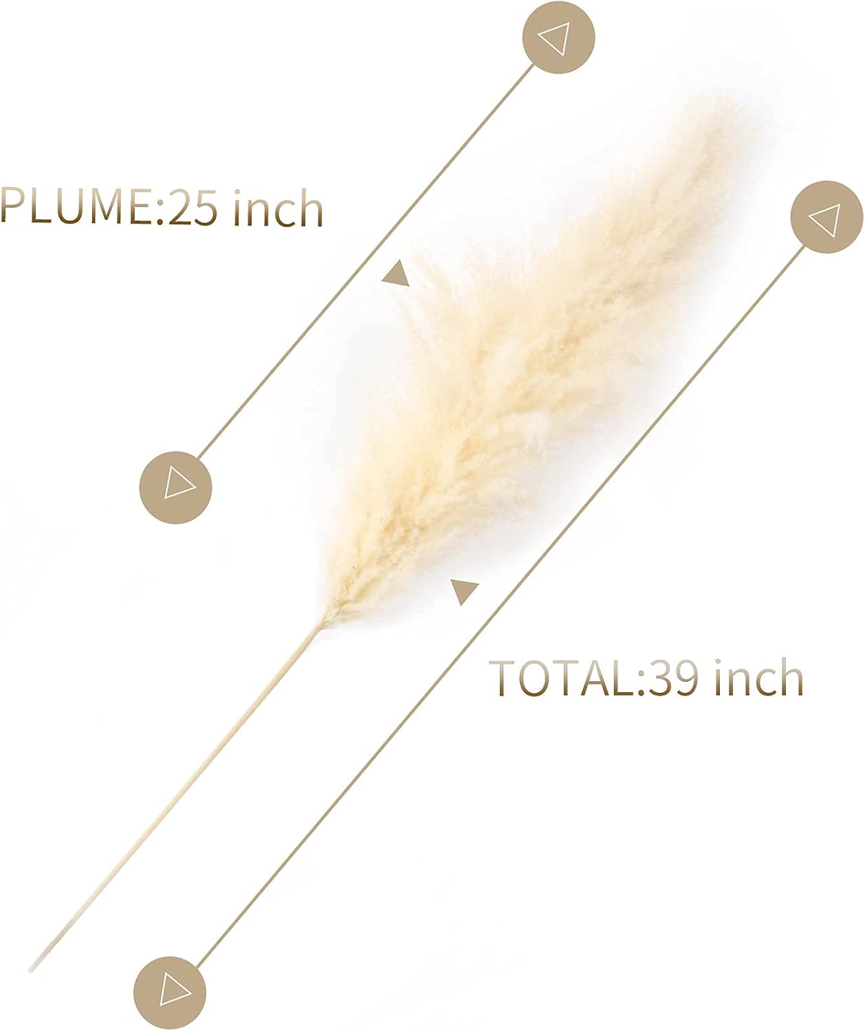 NaturalNH Large Pampas Grass - 3 Stems White Natural Dried Artificial Pampas Grass, 120 cm Fluffy Reed Bouquet, Suitable for Wedding and Boho Home Decor