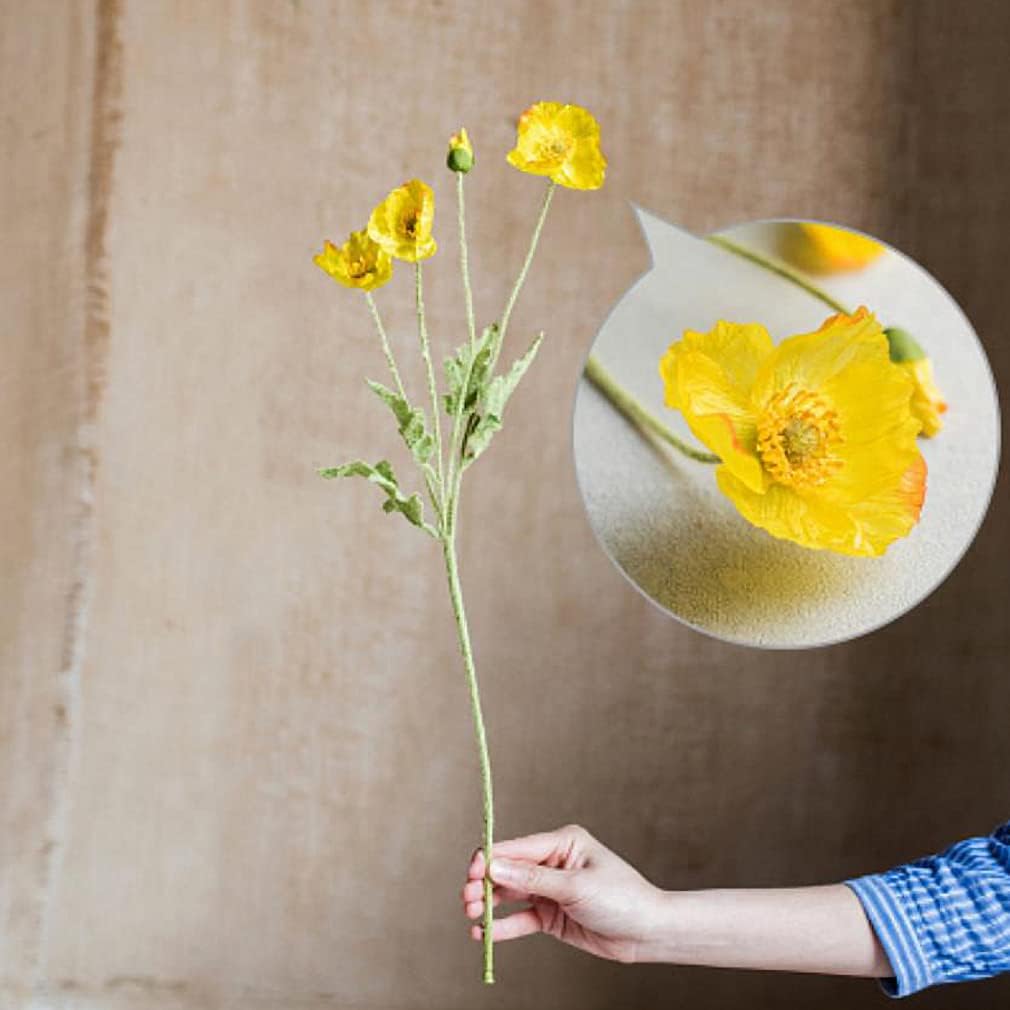 DUYONE Artificial Flowers 6 Stems Poppy Silk Bouquet,for Wedding, Home, Party Decoration,Table Centerpiece Arrangement(Orange Pink 6pcs)