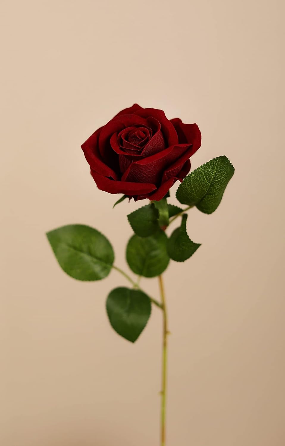 Luyue 10 Pack Artificial Velvet Roses Fake Red Rose Silk Flowers with Stem Floral Gift for Wedding Arrangement Party Home Decor-Burgandy