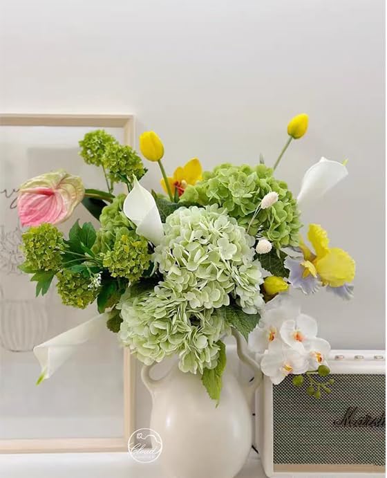 DuHouse 3Pcs Large Hydrangea Artificial Flowers,Latex Real Touch Hydrangeas Lifelike Hydrangea Flower for Home Wedding Bouquets Centerpieces Party Living Room Decoration(Blue)