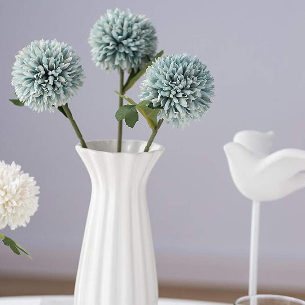 Flow.month 5Pcs Artificial Flowers, Fake Flowers Silk Plastic Artificial Hydrangea Realistic Flower Arrangements Wedding Decoration Table Centerpieces(Blue)