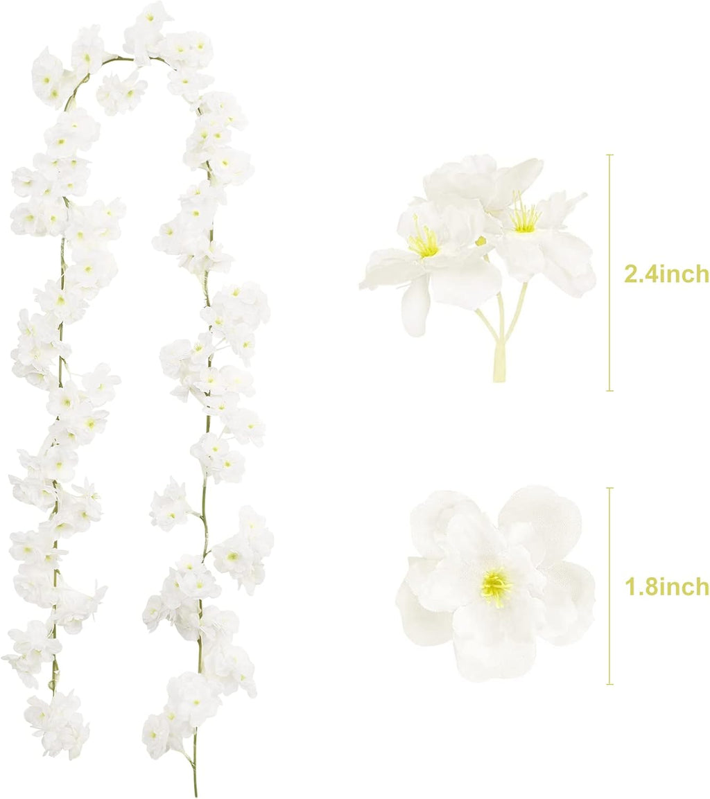 Sunm Boutique 4pcs Artificial Cherry Blossom Garland Hanging Vine Silk Garland Wedding Party Decor