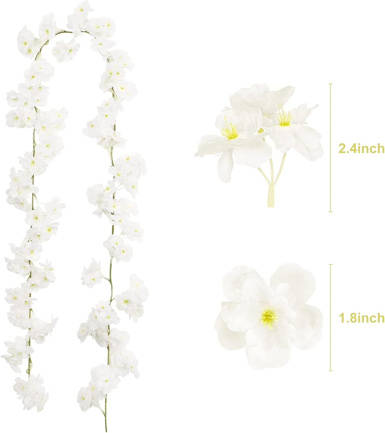 Sunm Boutique 4pcs Artificial Cherry Blossom Garland Hanging Vine Silk Garland Wedding Party Decor