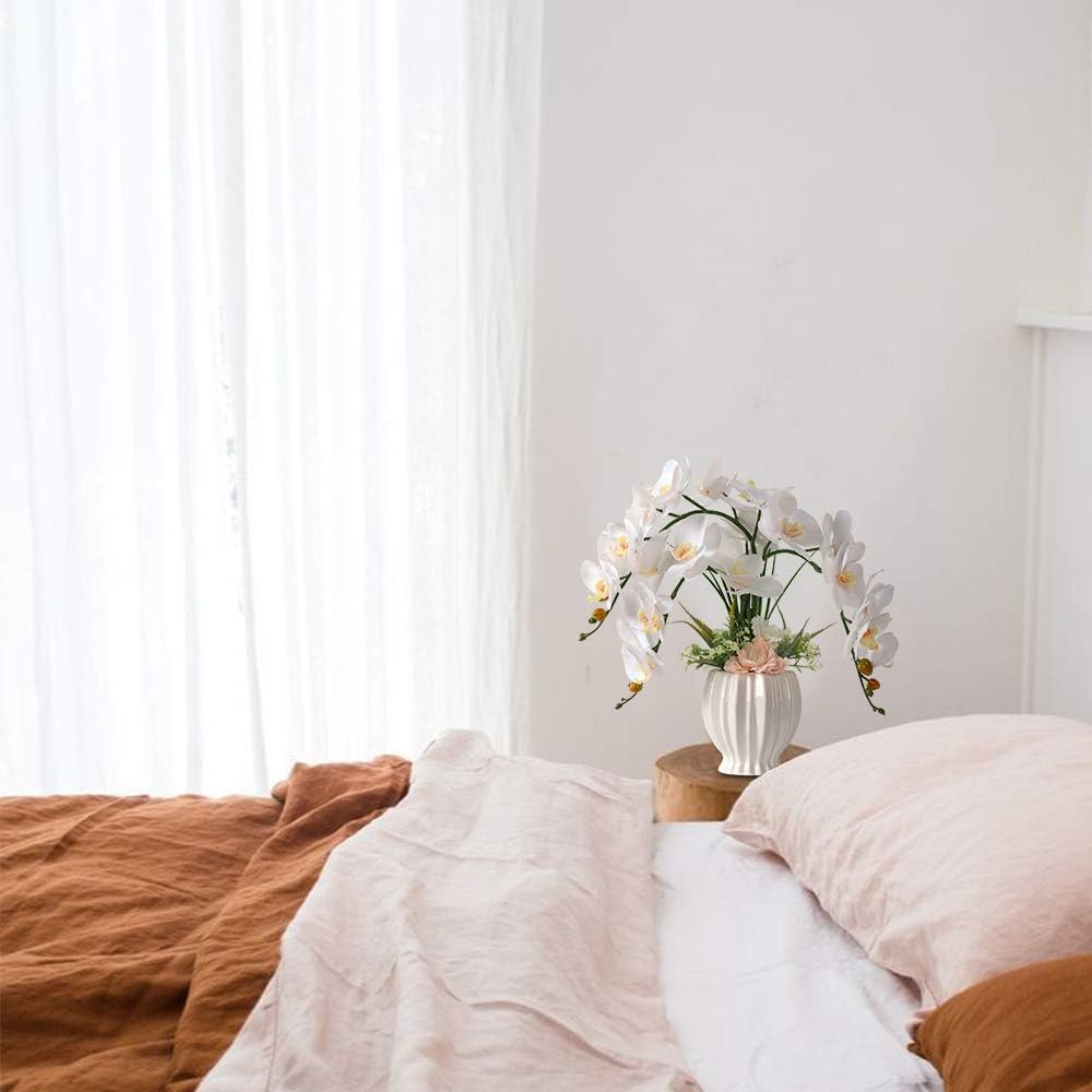 LESING Artificial Flowers Ochids Plants Fake Orchid in Pot Artificial Flowers with Vase Orquidea Faux Orchid for Home Indoor Decoration (Style 2,White Vase)