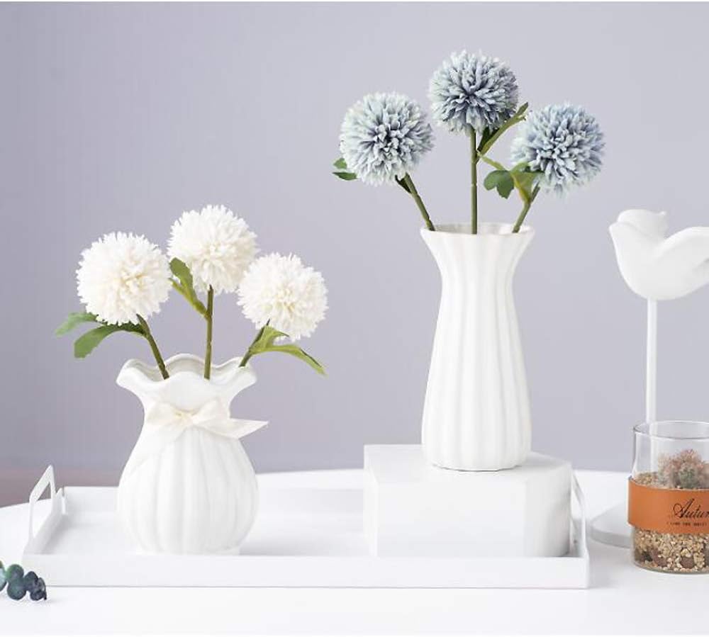 Flow.month 5Pcs Artificial Flowers, Fake Flowers Silk Plastic Artificial Hydrangea Realistic Flower Arrangements Wedding Decoration Table Centerpieces(Blue)