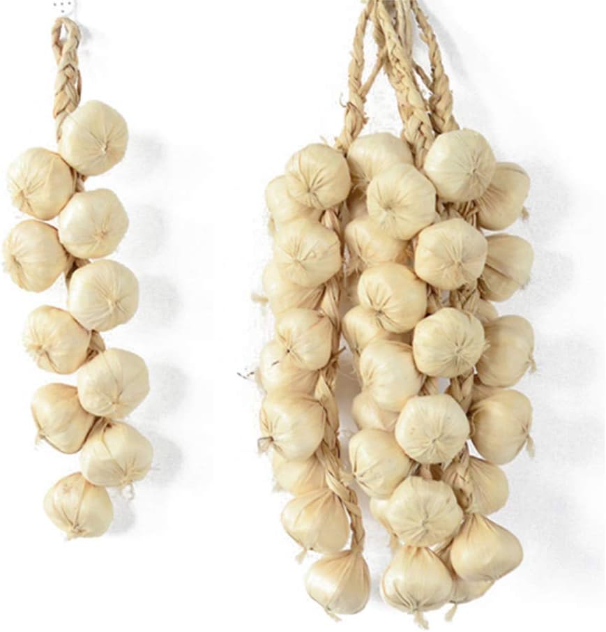 Velidy 5pack Simulation Artificial Lifelike Fake Vegetable Artificial Garlic Red Pepper Fake Vegetables Onion Hanging Rope Home Decor Photography Props (Garlic)