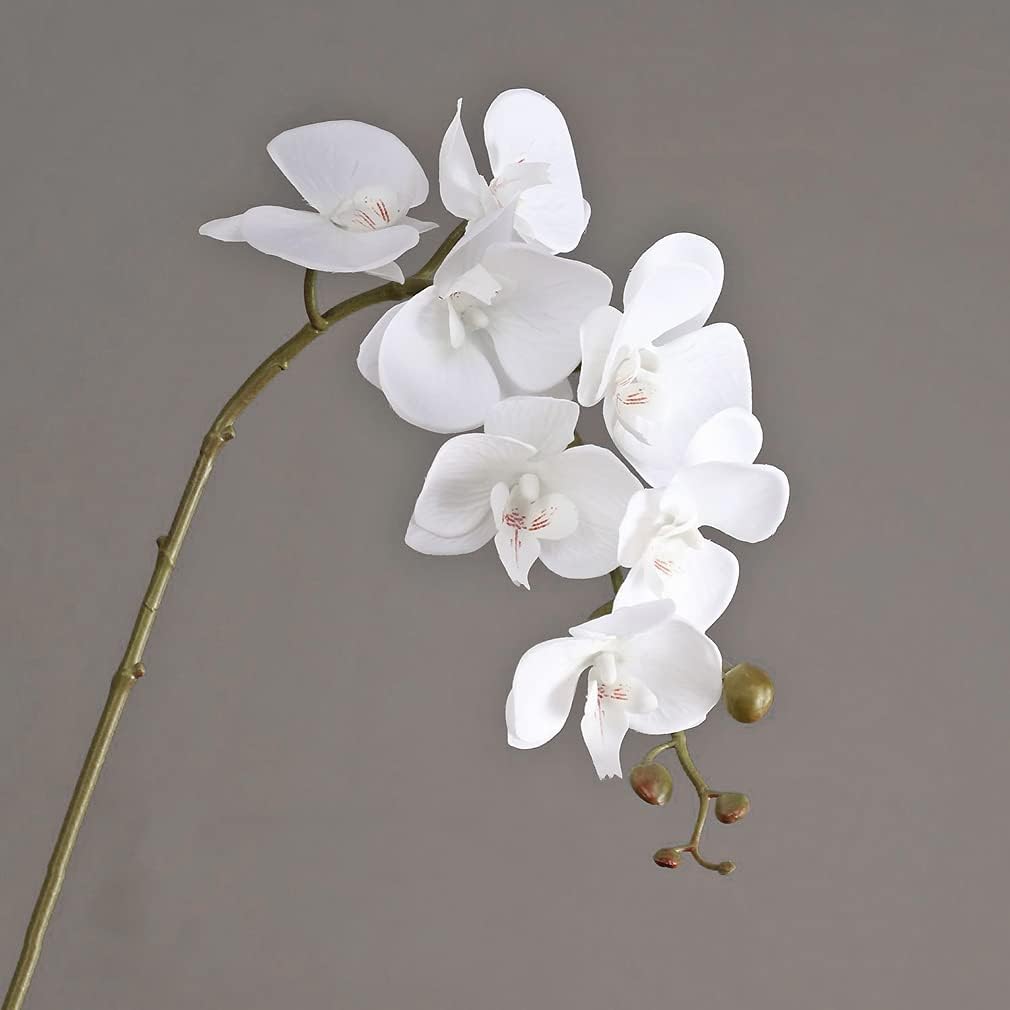 DUYONE 35 Inch Artificial Butterfly Orchid Flowers 4 Pcs with 4 Bundles Leaves Artificial Orchid Flowers Stem Plants for Home Décor (Light Purple 4pcs)