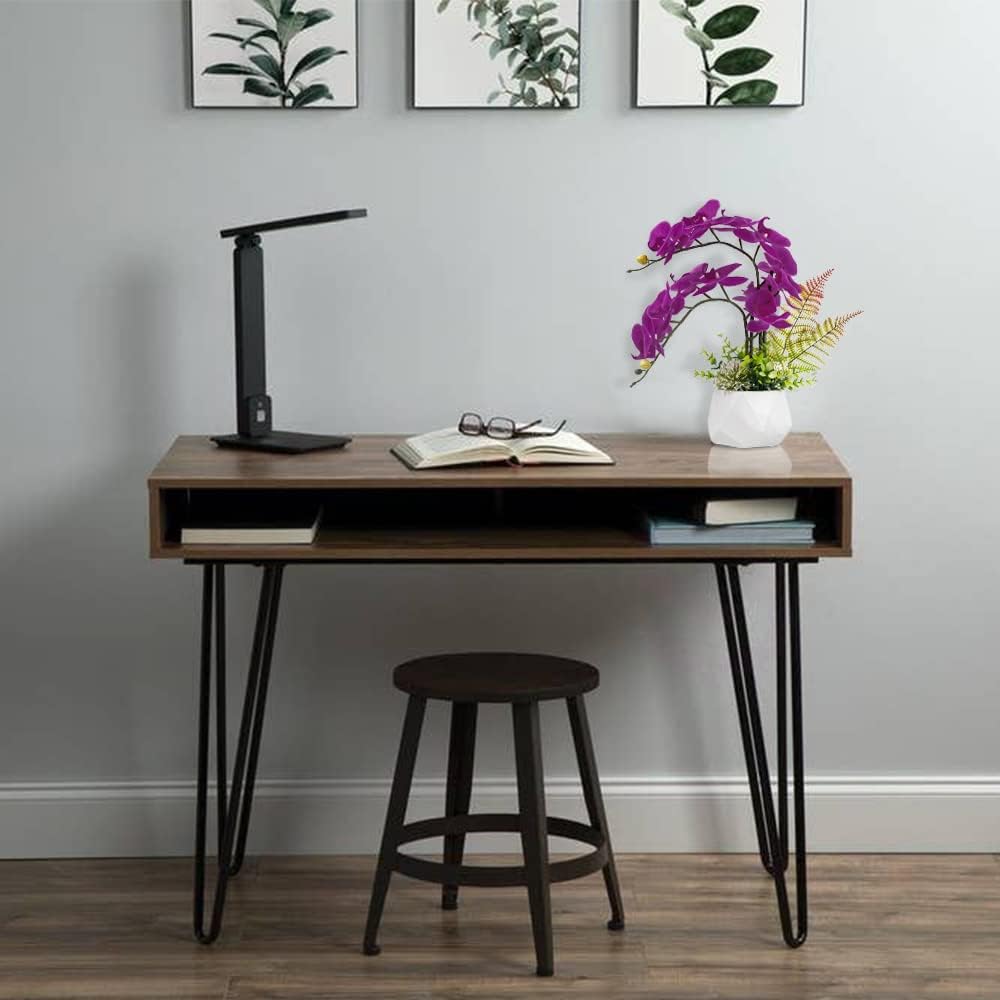 LESING Artificial Flowers Ochids Plants Fake Orchid in Pot Artificial Flowers with Vase Orquidea Faux Orchid for Home Indoor Decoration (Style 2,White Vase)