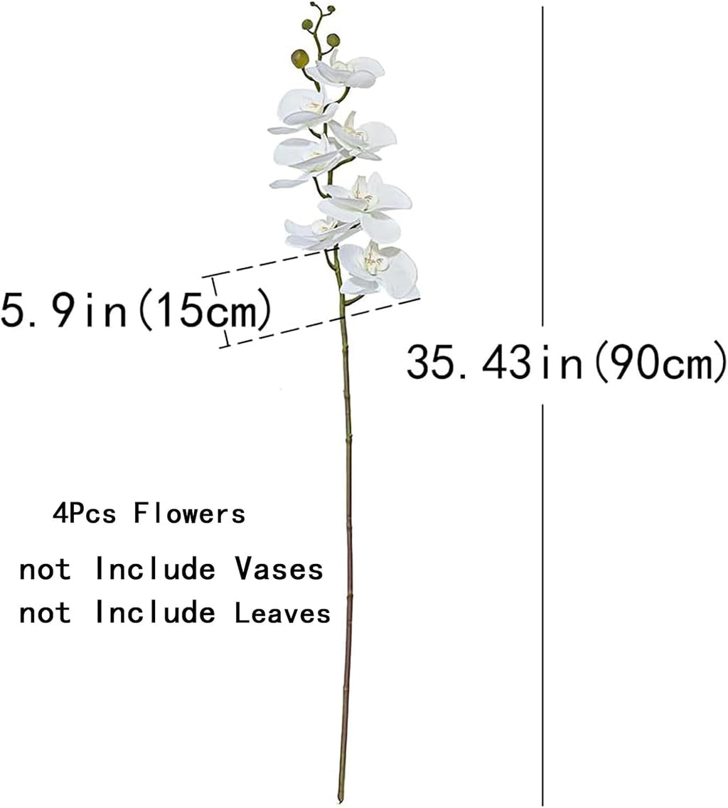 DUYONE 35 Inch Artificial Butterfly Orchid Flowers 4 Pcs with 4 Bundles Leaves Artificial Orchid Flowers Stem Plants for Home Décor (Light Purple 4pcs)