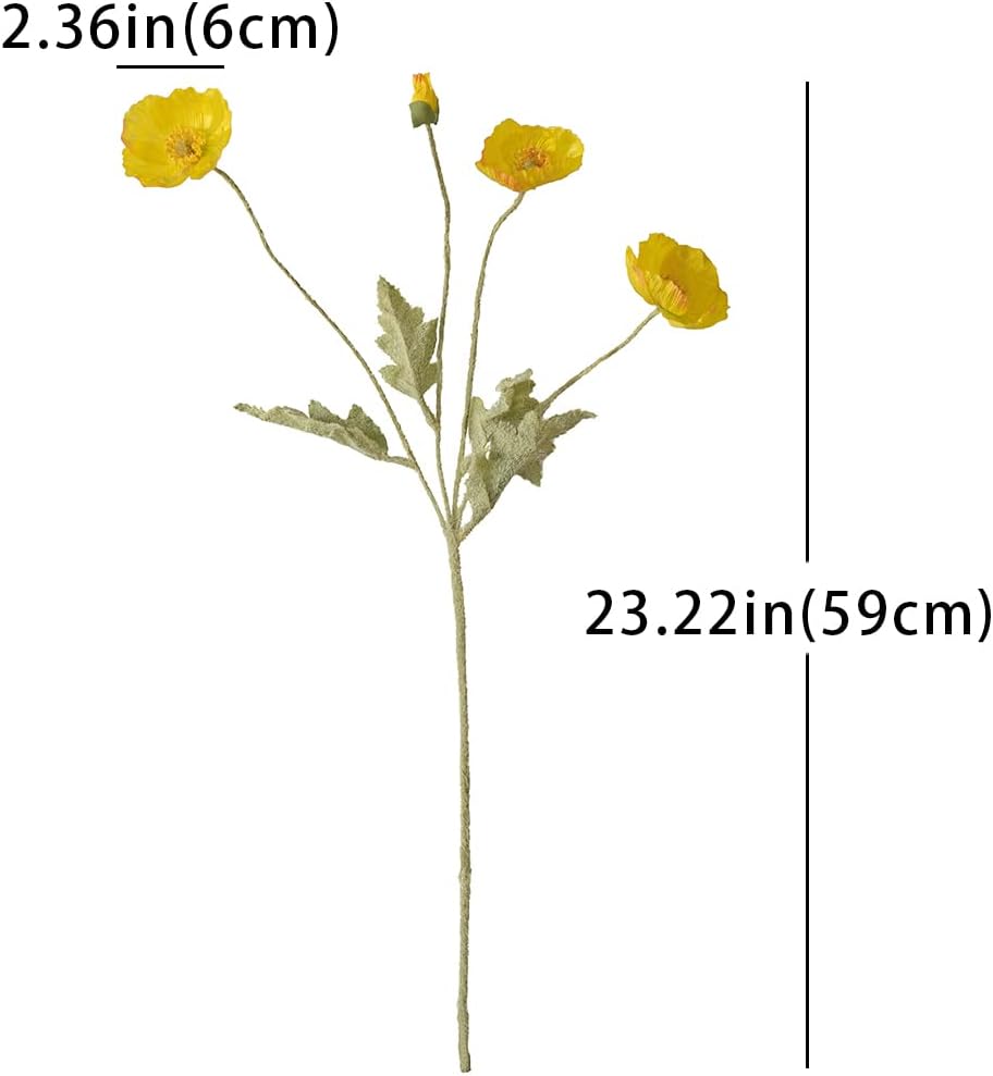 DUYONE Artificial Flowers 6 Stems Poppy Silk Bouquet,for Wedding, Home, Party Decoration,Table Centerpiece Arrangement(Orange Pink 6pcs)