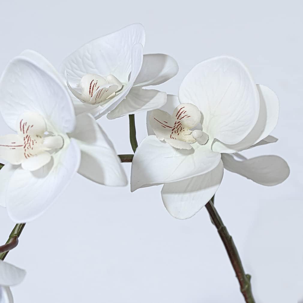 DUYONE 35 Inch Artificial Butterfly Orchid Flowers 4 Pcs with 4 Bundles Leaves Artificial Orchid Flowers Stem Plants for Home Décor (Light Purple 4pcs)