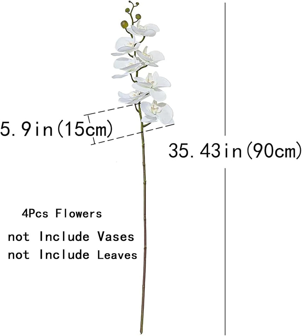 DUYONE 35 Inch Artificial Butterfly Orchid Flowers 4 Pcs with 4 Bundles Leaves Artificial Orchid Flowers Stem Plants for Home Décor (Light Purple 4pcs)
