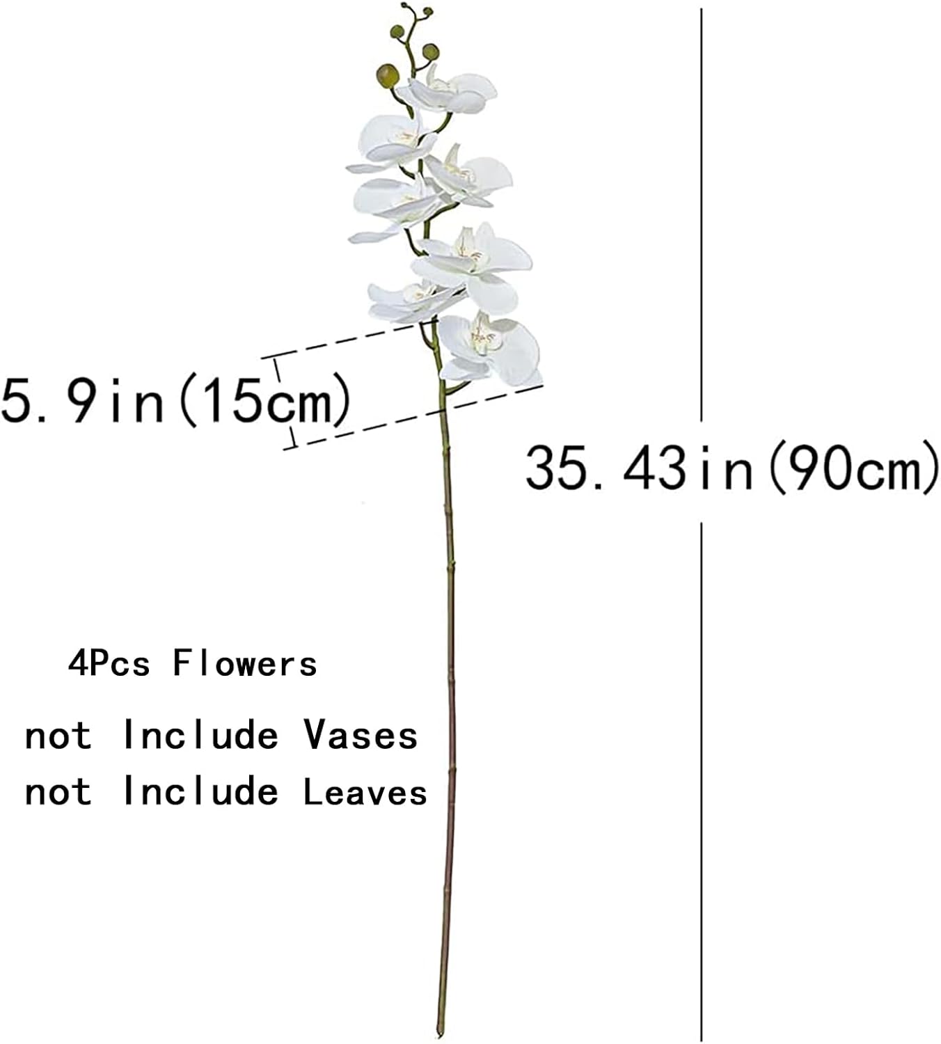DUYONE 35 Inch Artificial Butterfly Orchid Flowers 4 Pcs with 4 Bundles Leaves Artificial Orchid Flowers Stem Plants for Home Décor (Light Purple 4pcs)