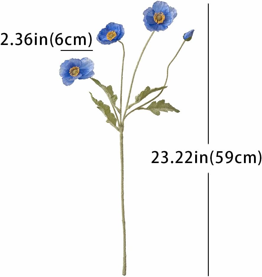 DUYONE Artificial Flowers 6 Stems Poppy Silk Bouquet,for Wedding, Home, Party Decoration,Table Centerpiece Arrangement(Orange Pink 6pcs)