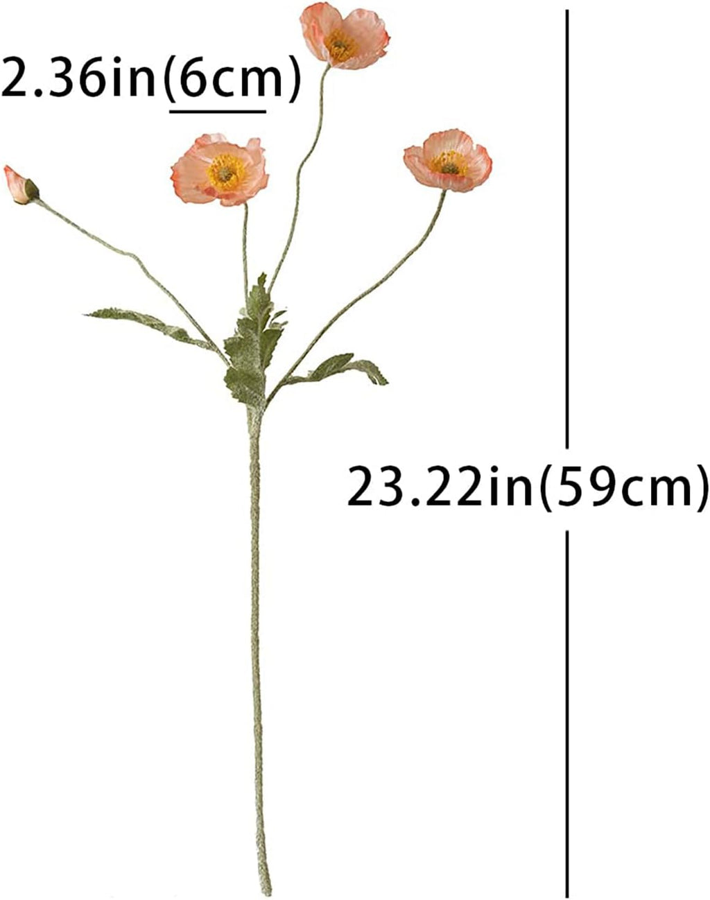 DUYONE Artificial Flowers 6 Stems Poppy Silk Bouquet,for Wedding, Home, Party Decoration,Table Centerpiece Arrangement(Orange Pink 6pcs)