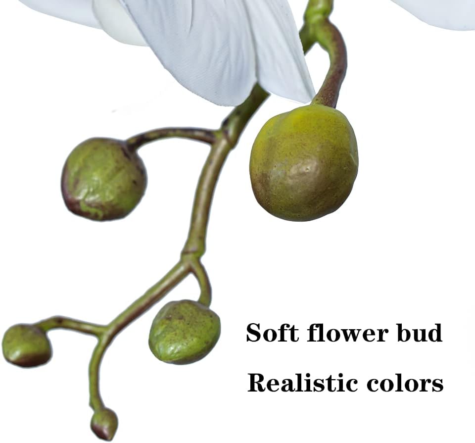 DUYONE 35 Inch Artificial Butterfly Orchid Flowers 4 Pcs with 4 Bundles Leaves Artificial Orchid Flowers Stem Plants for Home Décor (Light Purple 4pcs)