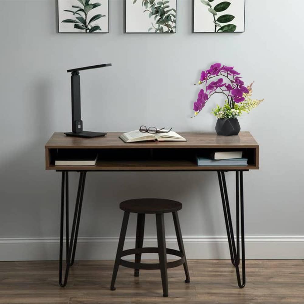 LESING Artificial Flowers Ochids Plants Fake Orchid in Pot Artificial Flowers with Vase Orquidea Faux Orchid for Home Indoor Decoration (Style 2,White Vase)