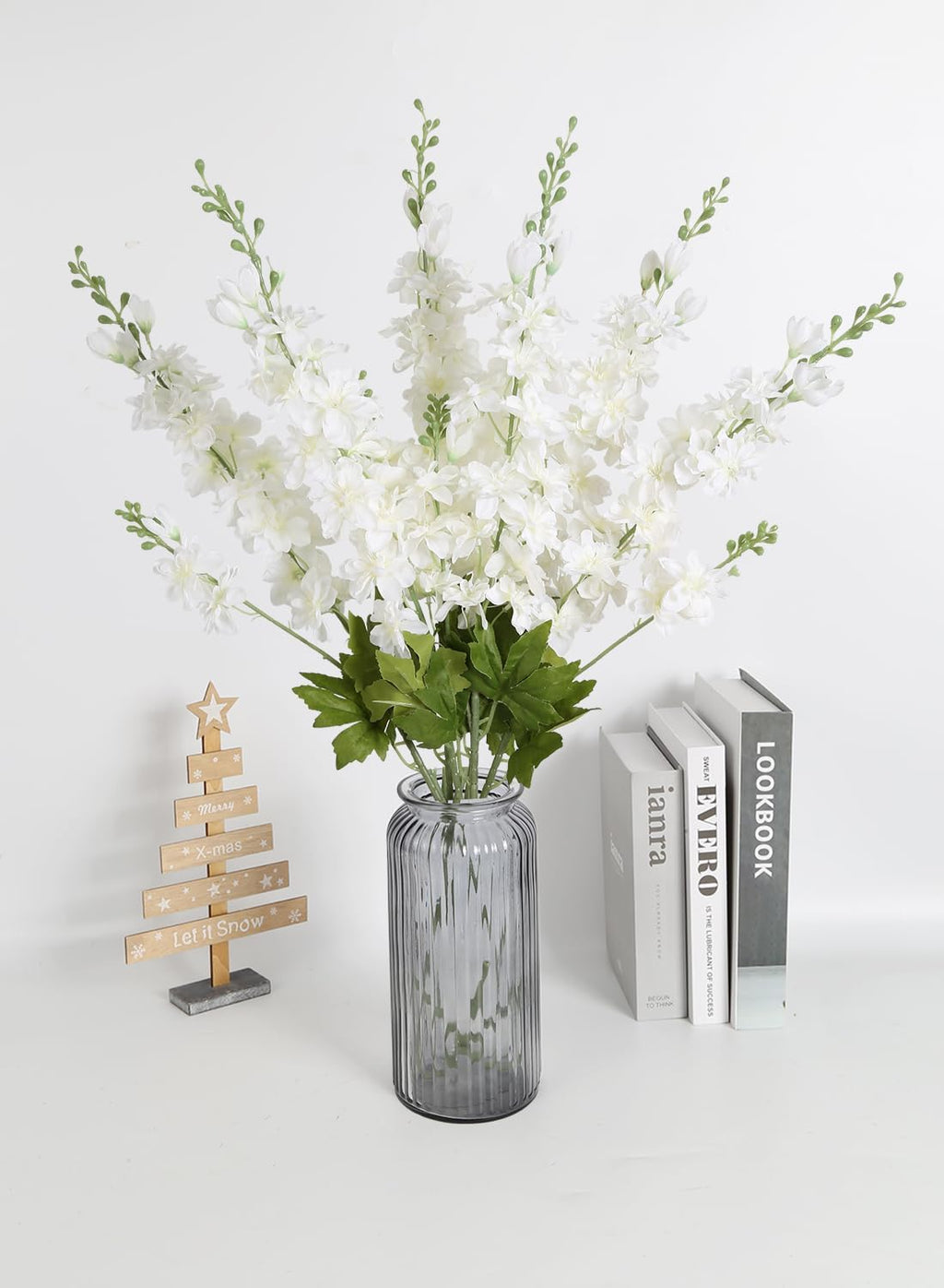 INSUNSIX Blue Silk Flowers 6PCS Real Touch Delphinium Artificial Flowers Blue Larkspur Faux Flowers Realistic Tall Flowers for Vase Wedding Centerpieces for Tables Home Decor (Blue)