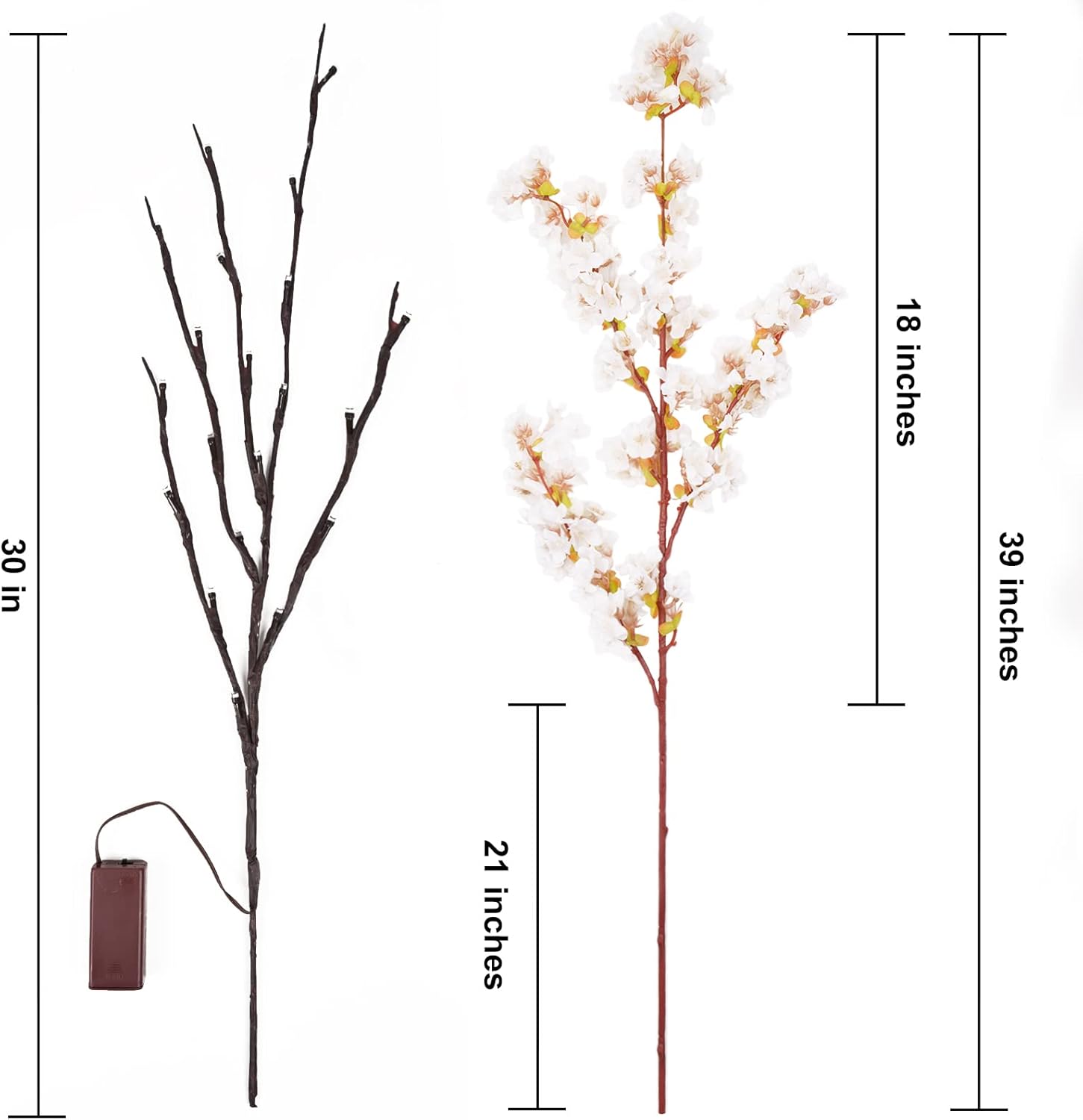 Sunm Boutique White Cherry Blossom Flowers, Artificial Cherry Blossom Decor Faux Cherry Blossom Branches Vase Arrangements for Wedding Home Party Kitchen Decor, Set of 3