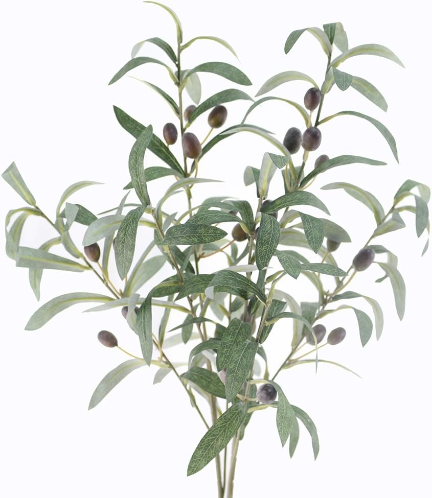 JAROWN Artificial Olive Branch Stems 5pcs 28 Inch