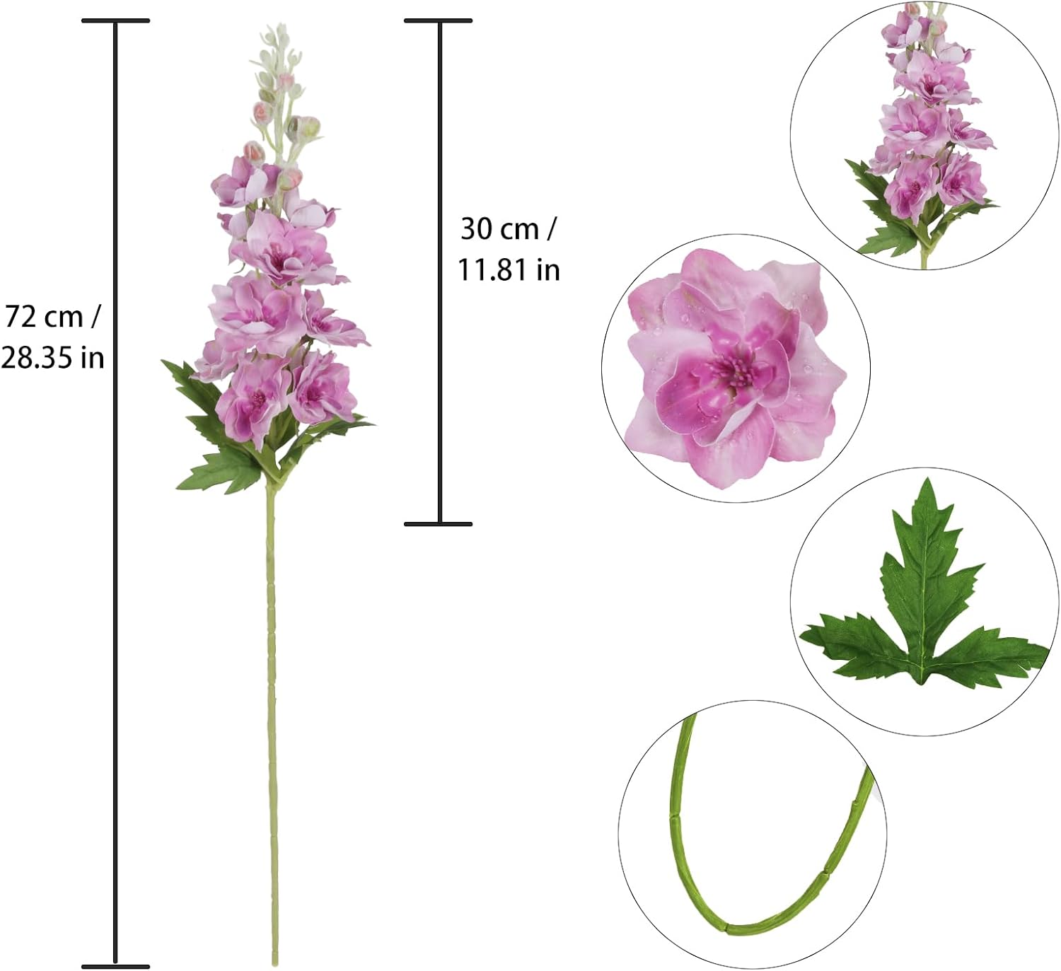 INSUNSIX Blue Silk Flowers 6PCS Real Touch Delphinium Artificial Flowers Blue Larkspur Faux Flowers Realistic Tall Flowers for Vase Wedding Centerpieces for Tables Home Decor (Blue)