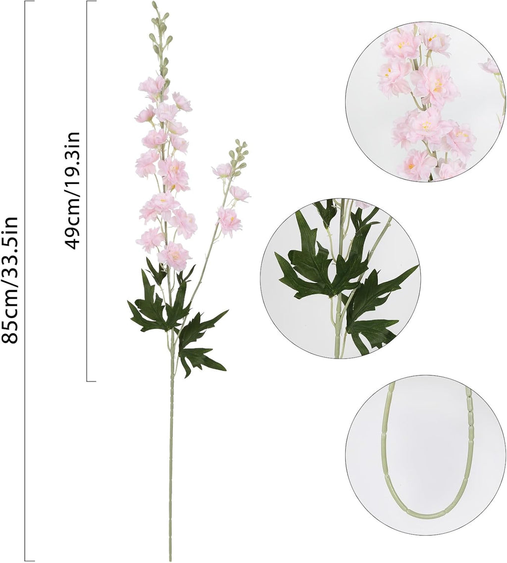 IPOPU Champagne Artificial Delphinium Flowers 33.5" Long Stem Artificial Flowers Fake Flowers for Wedding Centerpieces for Home Tables Party Decor（Champagne）