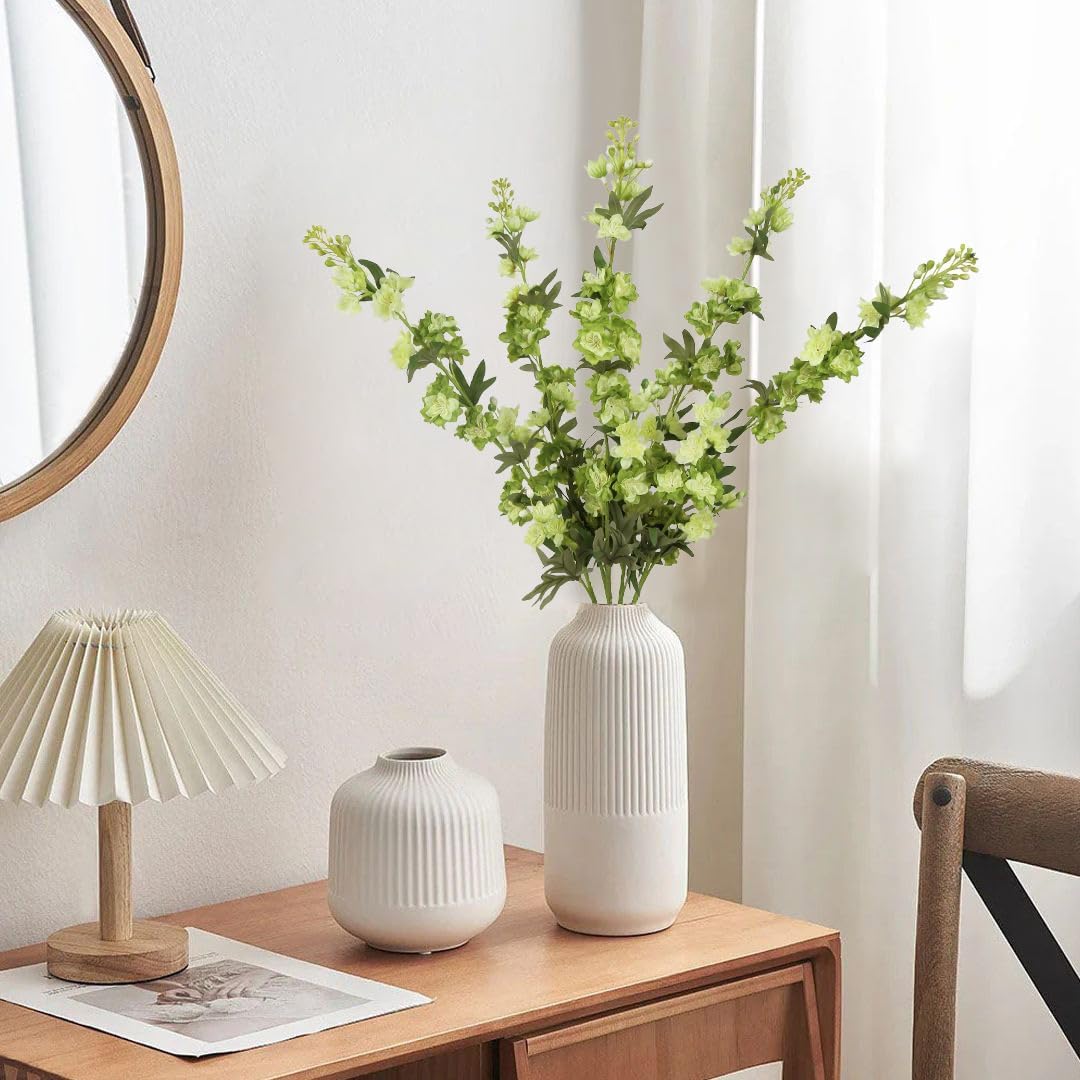 IPOPU Champagne Artificial Delphinium Flowers 33.5" Long Stem Artificial Flowers Fake Flowers for Wedding Centerpieces for Home Tables Party Decor（Champagne）