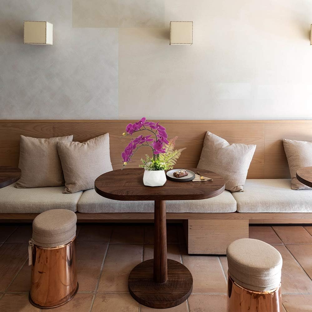 LESING Artificial Flowers Ochids Plants Fake Orchid in Pot Artificial Flowers with Vase Orquidea Faux Orchid for Home Indoor Decoration (Style 2,White Vase)