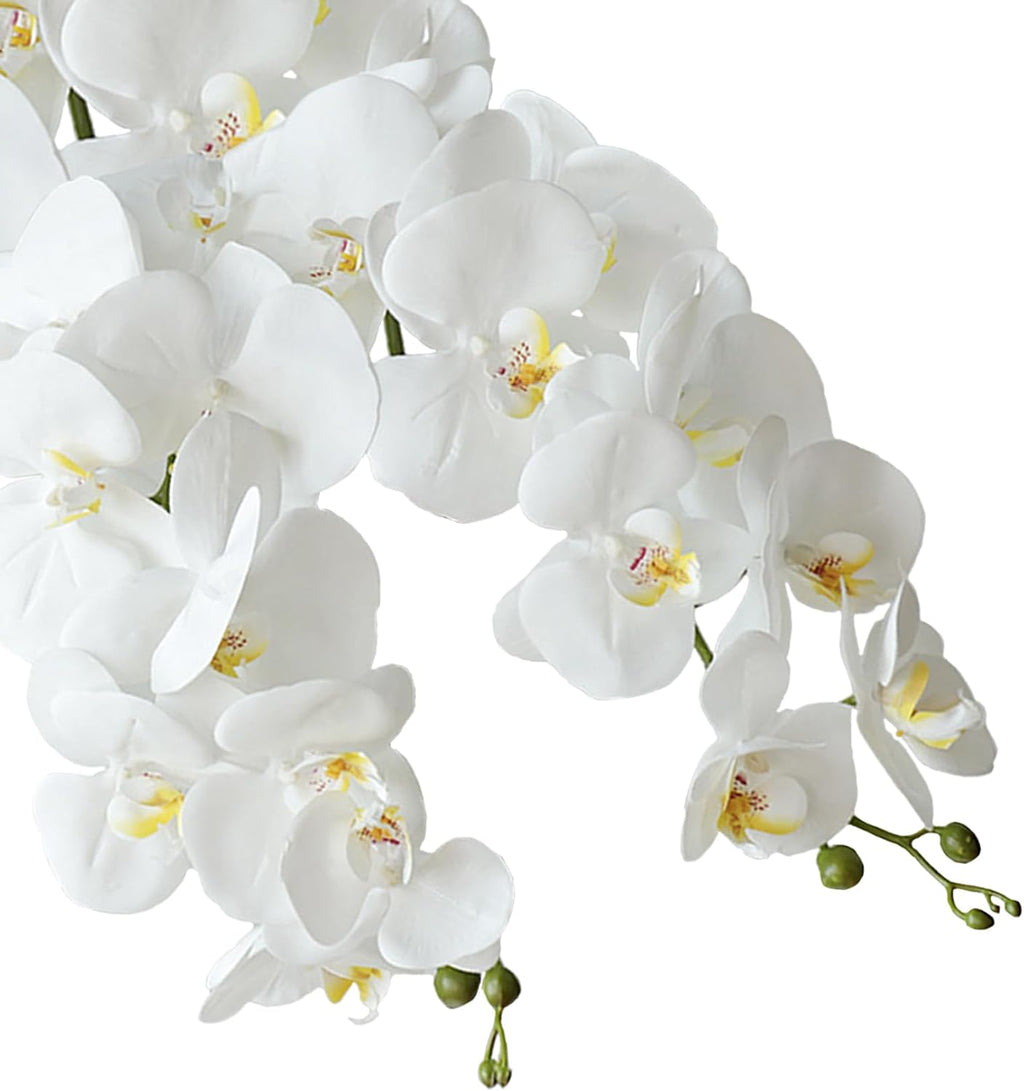 FagusHome 32" Artificial Phalaenopsis Flowers 6 Pcs with 4 Bundles Leaves Artificial Orchid Flowers Stem Plants for Home Décor (6Pcs)