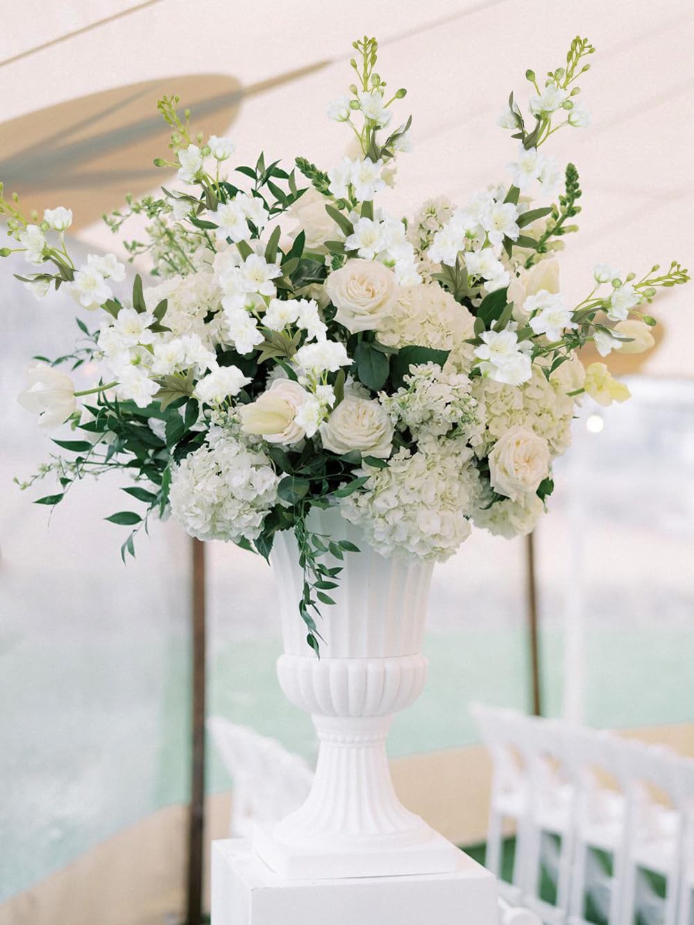 IPOPU Champagne Artificial Delphinium Flowers 33.5" Long Stem Artificial Flowers Fake Flowers for Wedding Centerpieces for Home Tables Party Decor（Champagne）