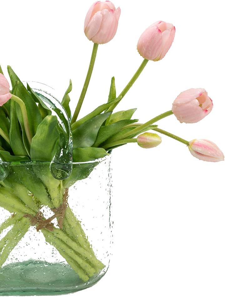 DUYONE 15pcs Artificial Tulips Flowers, Real Touch Latex Bouquet, Fake Tulips for Office Wedding Party Home Kitchen Garden Decoration(White,15pcs)