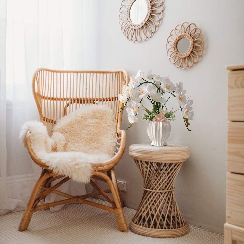 LESING Artificial Flowers Ochids Plants Fake Orchid in Pot Artificial Flowers with Vase Orquidea Faux Orchid for Home Indoor Decoration (Style 2,White Vase)