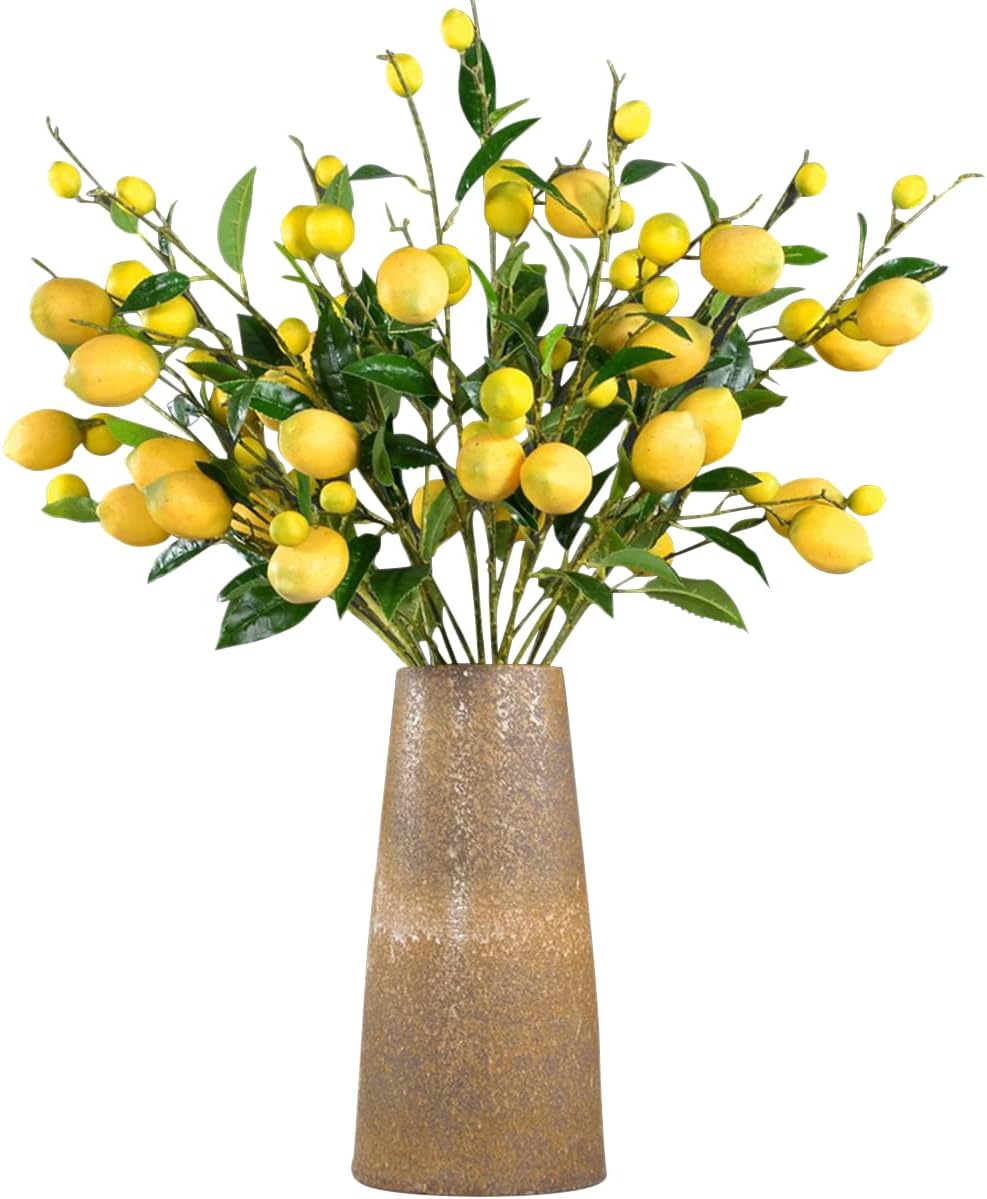 Sunm boutique 2 Pack Artificial Lemon Branch Vivid Yellow Artificial Lemon Branch Home Party Garden Decoration