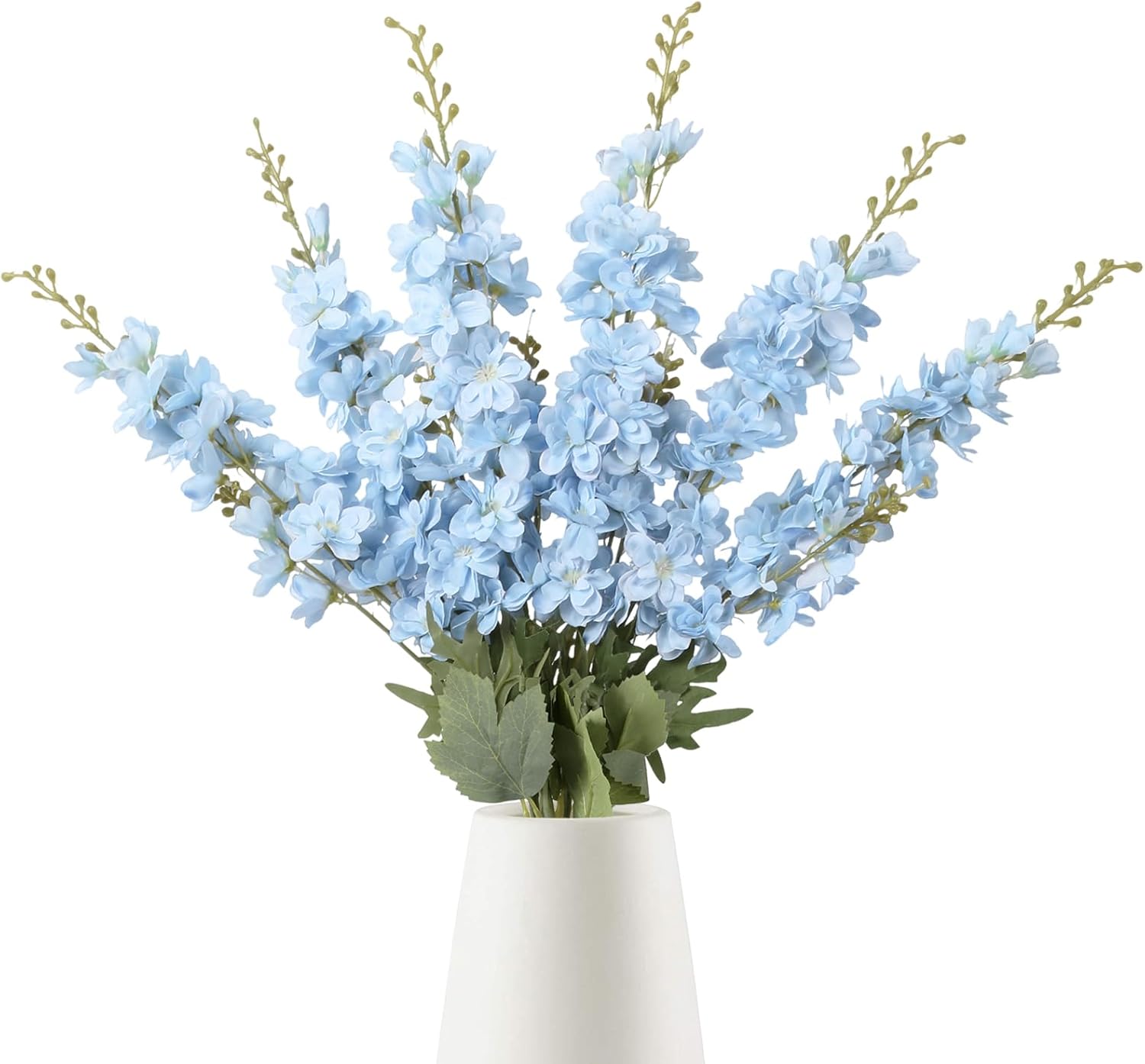 INSUNSIX Blue Silk Flowers 6PCS Real Touch Delphinium Artificial Flowers Blue Larkspur Faux Flowers Realistic Tall Flowers for Vase Wedding Centerpieces for Tables Home Decor (Blue)