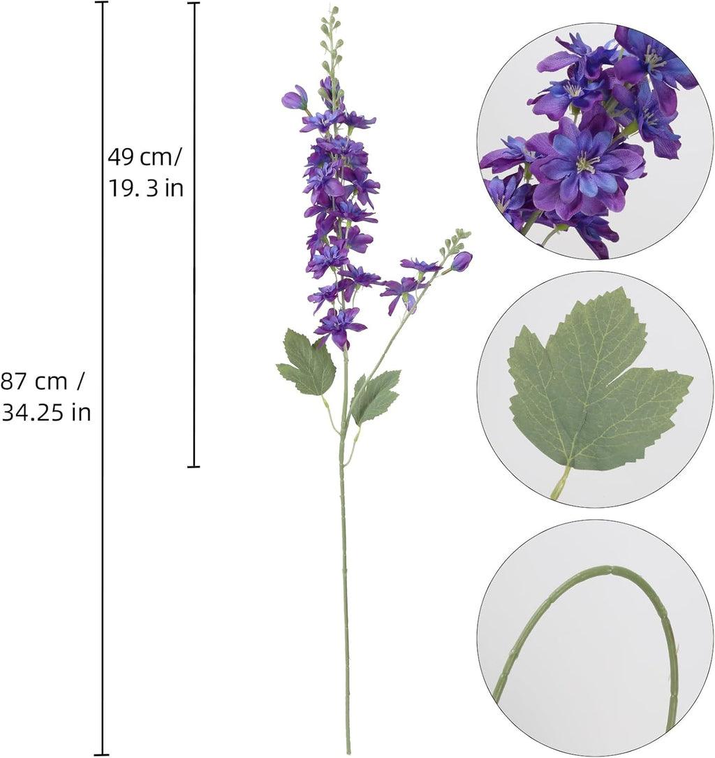 INSUNSIX Blue Silk Flowers 6PCS Real Touch Delphinium Artificial Flowers Blue Larkspur Faux Flowers Realistic Tall Flowers for Vase Wedding Centerpieces for Tables Home Decor (Blue)