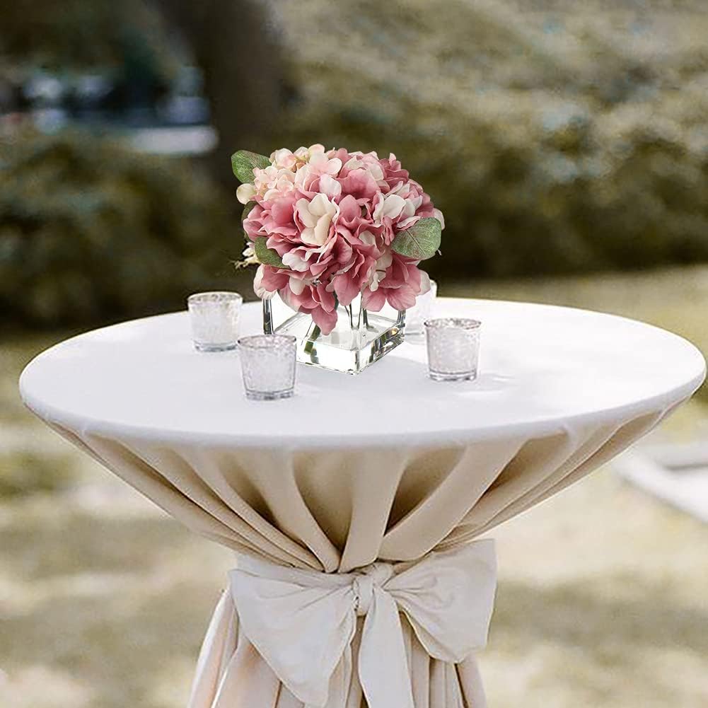 Cream Hydrangea & Peony Faux Silk Flowers - Artificial Floral Arrangements with Vase for Home Office Table Shelf Decor