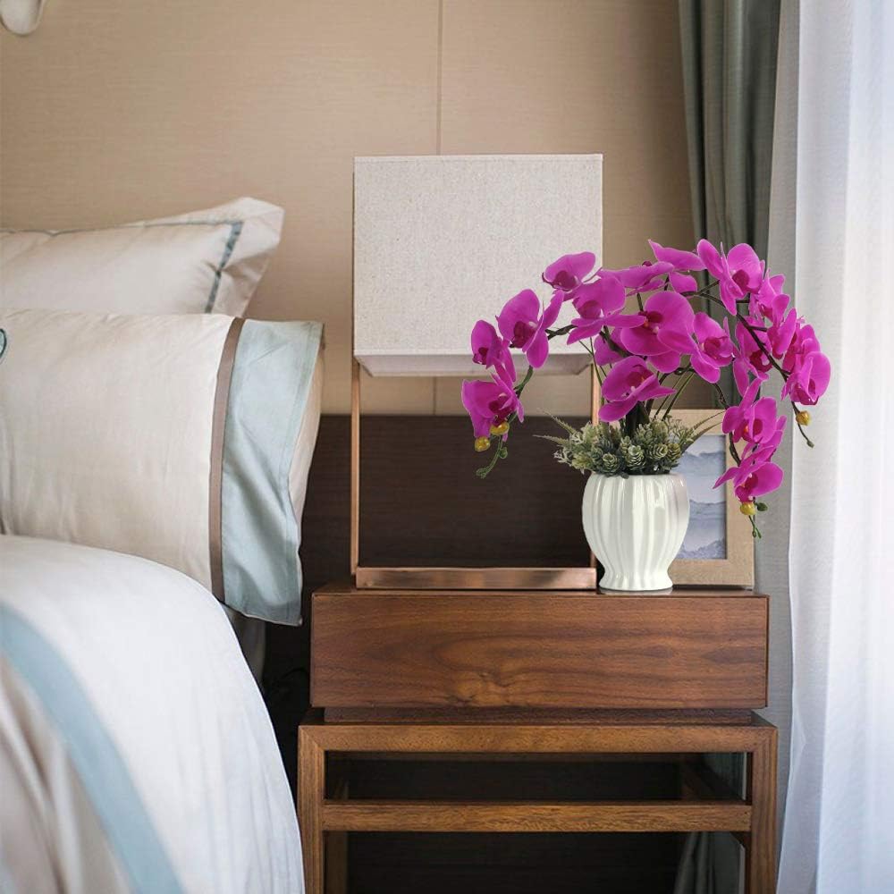 LESING Artificial Flowers Ochids Plants Fake Orchid in Pot Artificial Flowers with Vase Orquidea Faux Orchid for Home Indoor Decoration (Style 2,White Vase)