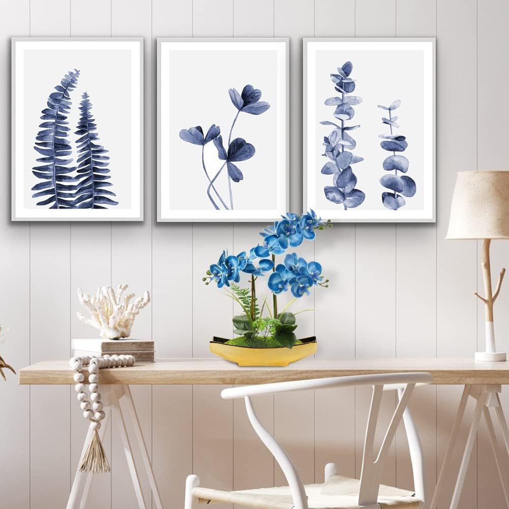 Briful Artificial Orchid, Faux Phalaenopsis Orchid Silk Flower Arrangement Tall Fake Orchid Flowers Plant Ceramics Pot Arrangements for Home Table Office Party Table Decor (Orchid #05)