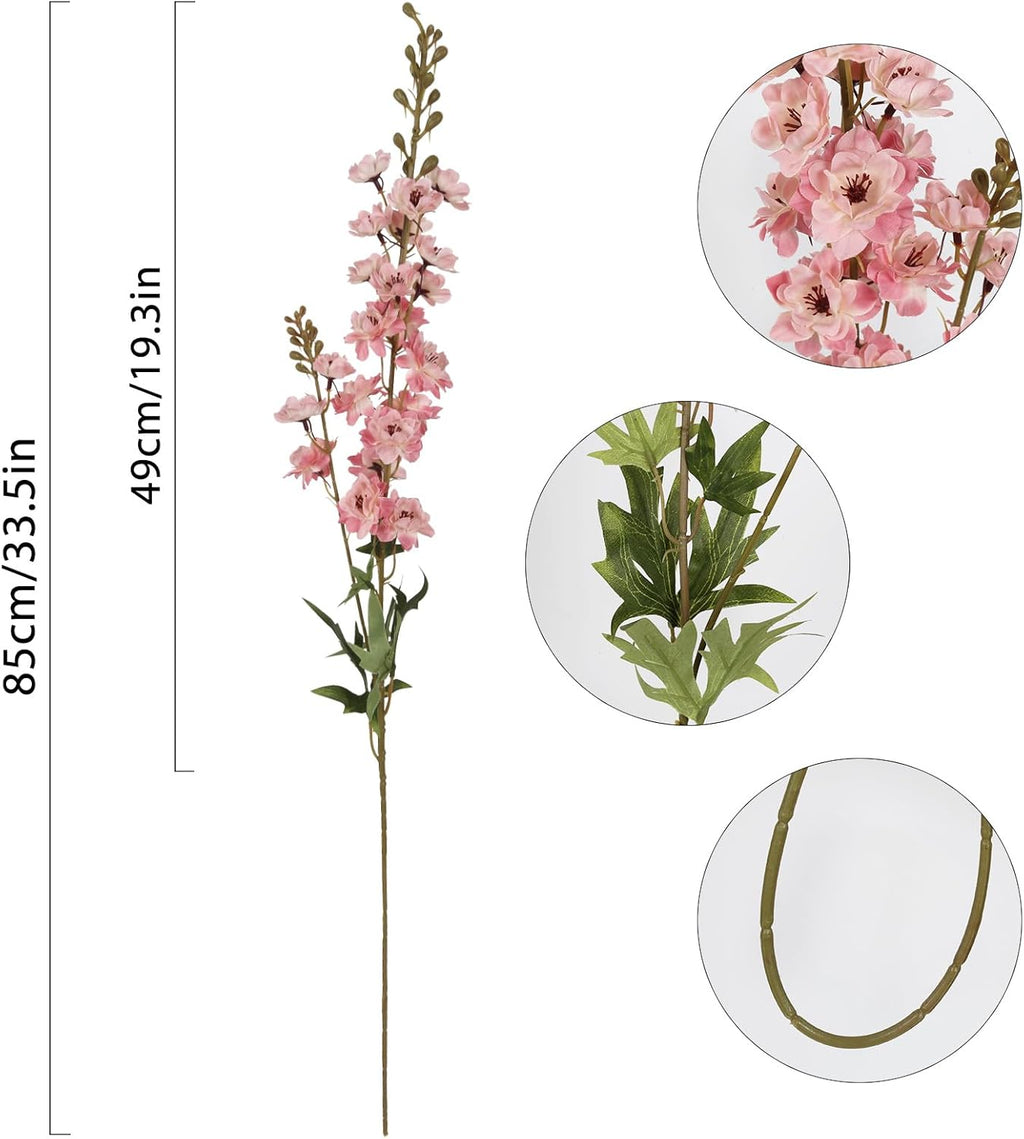 IPOPU Champagne Artificial Delphinium Flowers 33.5" Long Stem Artificial Flowers Fake Flowers for Wedding Centerpieces for Home Tables Party Decor（Champagne）