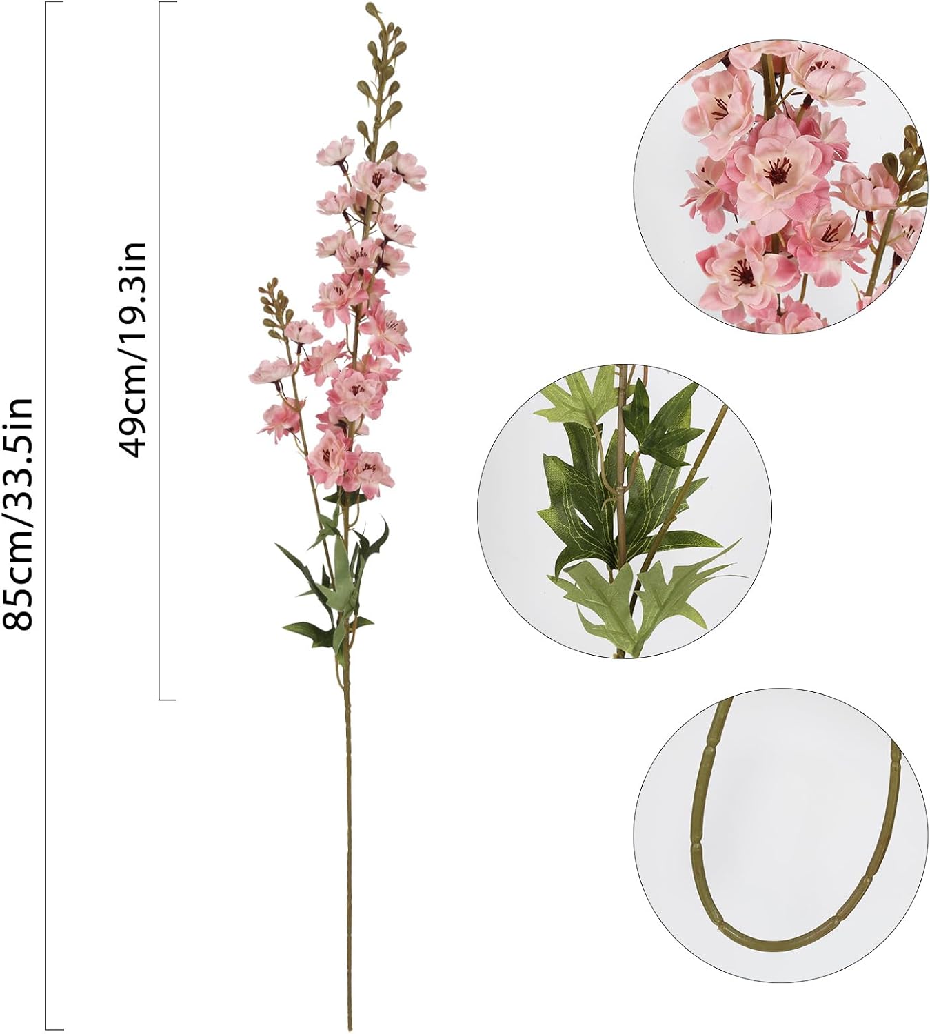 IPOPU Champagne Artificial Delphinium Flowers 33.5" Long Stem Artificial Flowers Fake Flowers for Wedding Centerpieces for Home Tables Party Decor（Champagne）