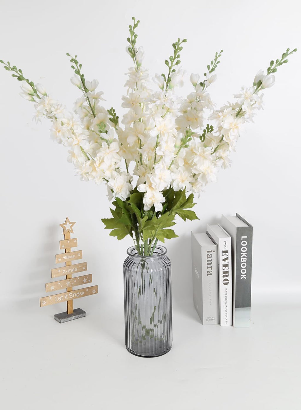 INSUNSIX Blue Silk Flowers 6PCS Real Touch Delphinium Artificial Flowers Blue Larkspur Faux Flowers Realistic Tall Flowers for Vase Wedding Centerpieces for Tables Home Decor (Blue)