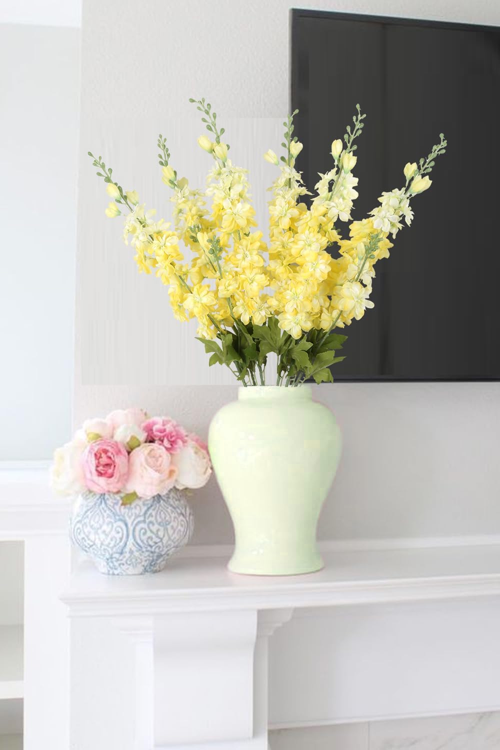 INSUNSIX Blue Silk Flowers 6PCS Real Touch Delphinium Artificial Flowers Blue Larkspur Faux Flowers Realistic Tall Flowers for Vase Wedding Centerpieces for Tables Home Decor (Blue)