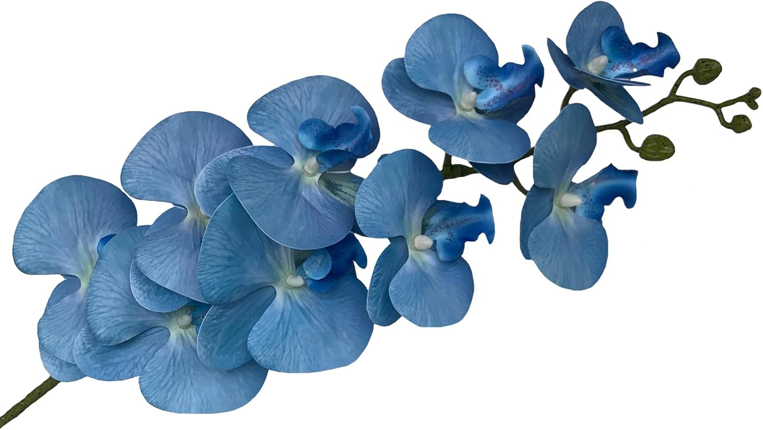 FagusHome Artificial Phalaenopsis Flowers Branches 9 Large Blooms Artificial Orchid Flowers Stem Plants 42 Inches 2 Pcs for Home Wedding Décor (Blue)
